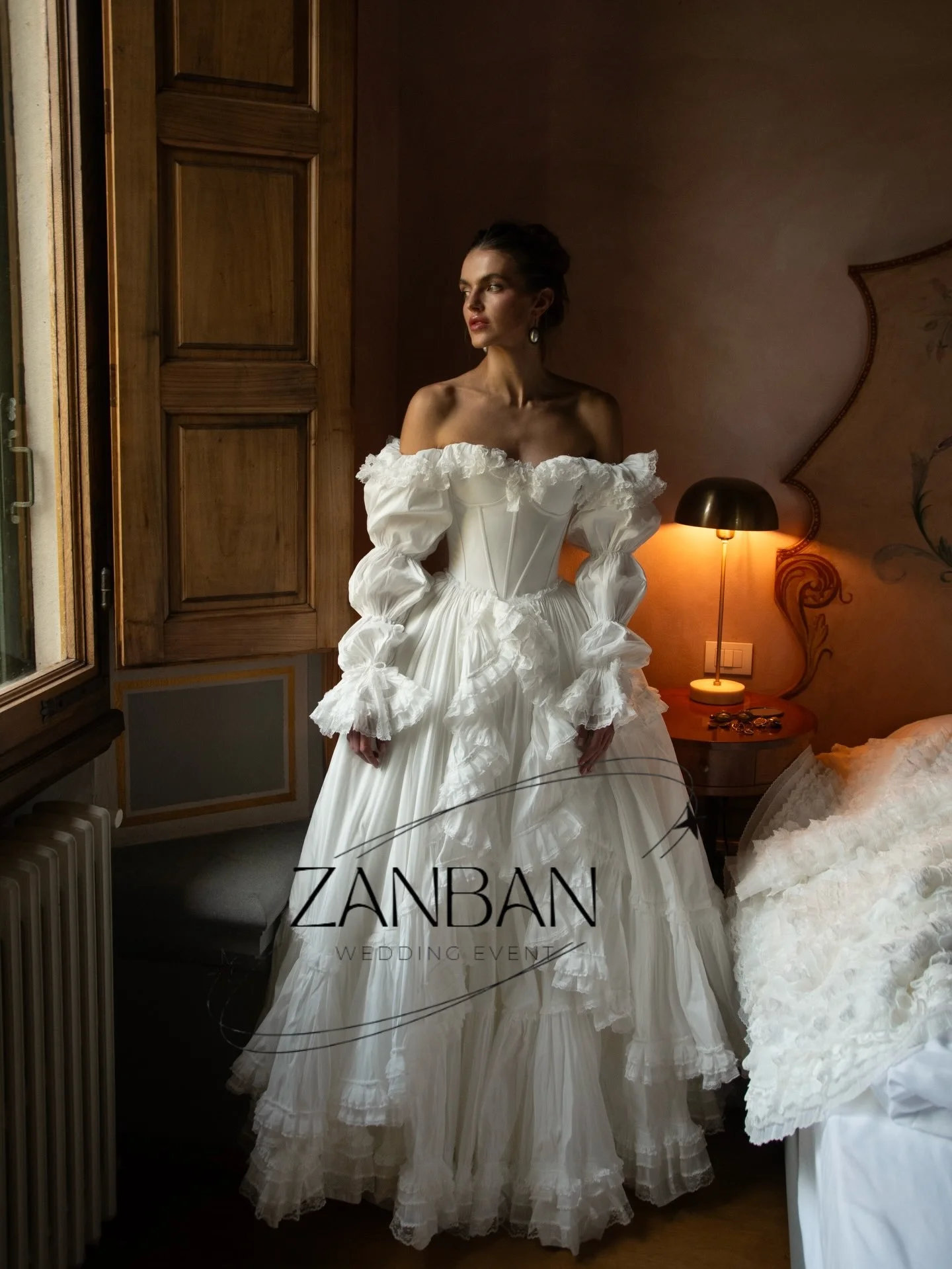 Свадебное платье ZanBan Princess А-силуэта с открытыми плечами, элегантное, с кружевом и длинными рукавами, платье для невесты, индивидуальный пошив, Vestidos De Novia.