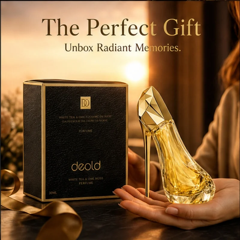 Luxurious golden high-heeled shoe-shaped women's perfume - long-lasting floral fruit fragrance in a glass bottle. Ideal for daily use, dates, parties, birthdays, and Valentine's Day gifts.