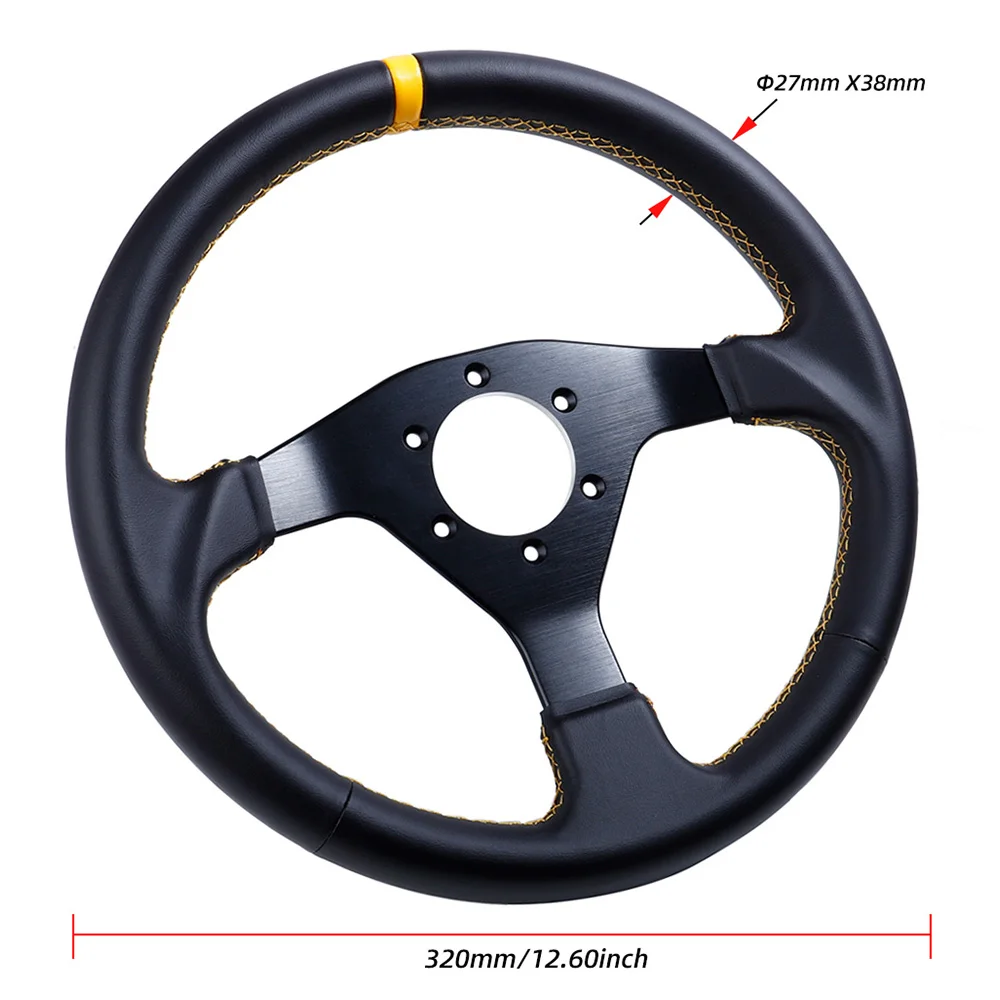 12.6inch Steering Wheel Genuine Leather Racing Drift Pc Sim Game Steering Wheels Control Frame Aluminum 6061-T6 PCD=70mm