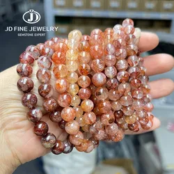 JD Natural Red Flower Quartz Crystal Bracelet Women Fashion Random Color Energy Healing Bead Bracelet Yoga Meditation Jewelry