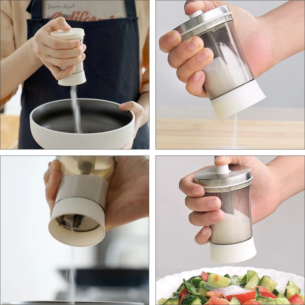 

1Pcs Kitchen Spice Bottle Push-Type Salt Shaker Glass Container White Sealed Food-Grade Jar for Seasoning Oil Vinegar Spices