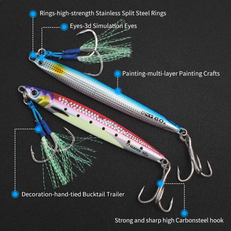 5pcs/Lot Metal Cast Jig Spoon Lures 60g /80g Casting Jigging Lead Fish Sea Bass Fishing Lure Tackle