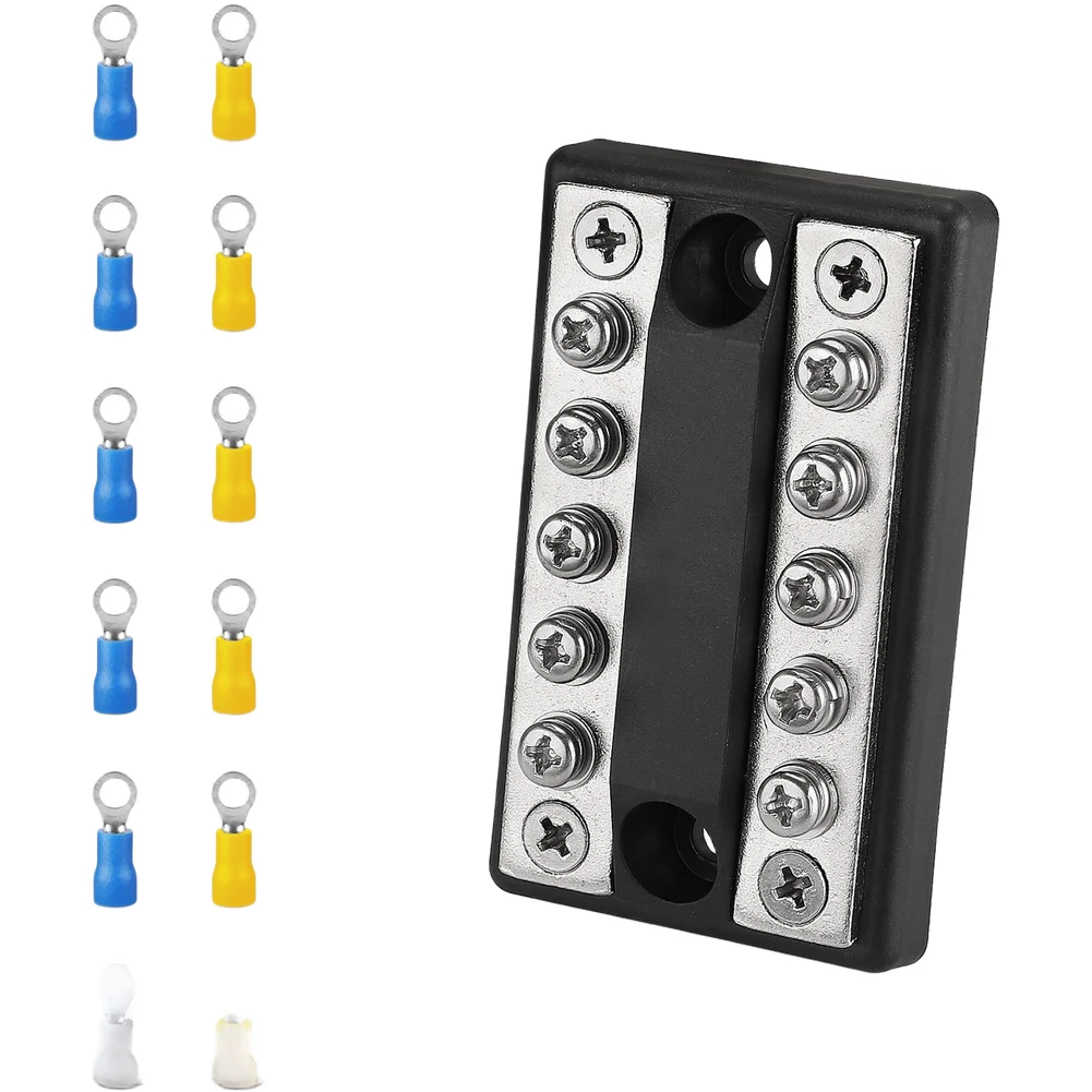 RV Yacht Dual Bus Bar 5 Circuit Terminal Block High Current Copper Nickel Plated RV Part & Accessories