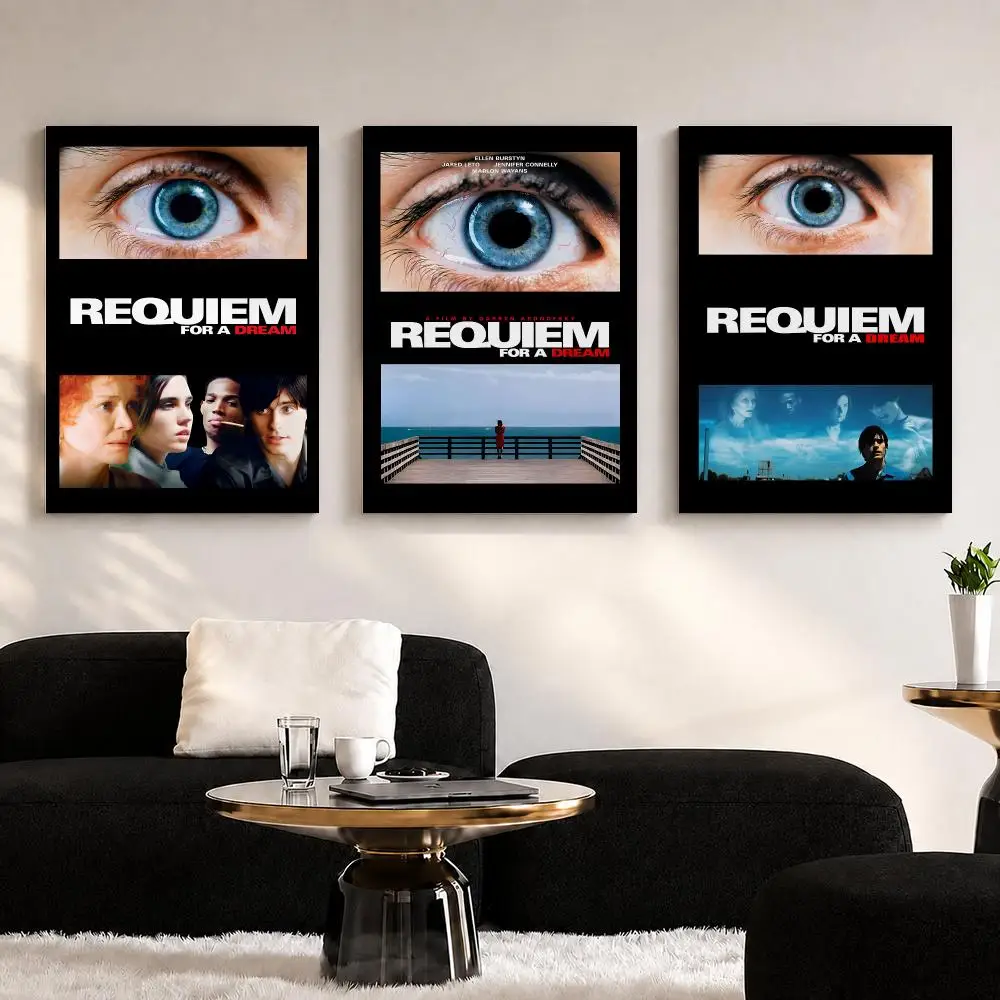 Classic Movie R-Requiem for a Dream Framed Wall Painting Ready to Hang Canvas Wall Art Poster for Bedroom Living Room Home Decor