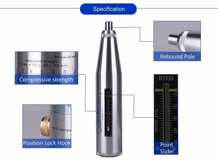 Hammer HT-225A Measuring Instrument Civil Engineering Concrete Rebound Hammer test Rebound Hammer
