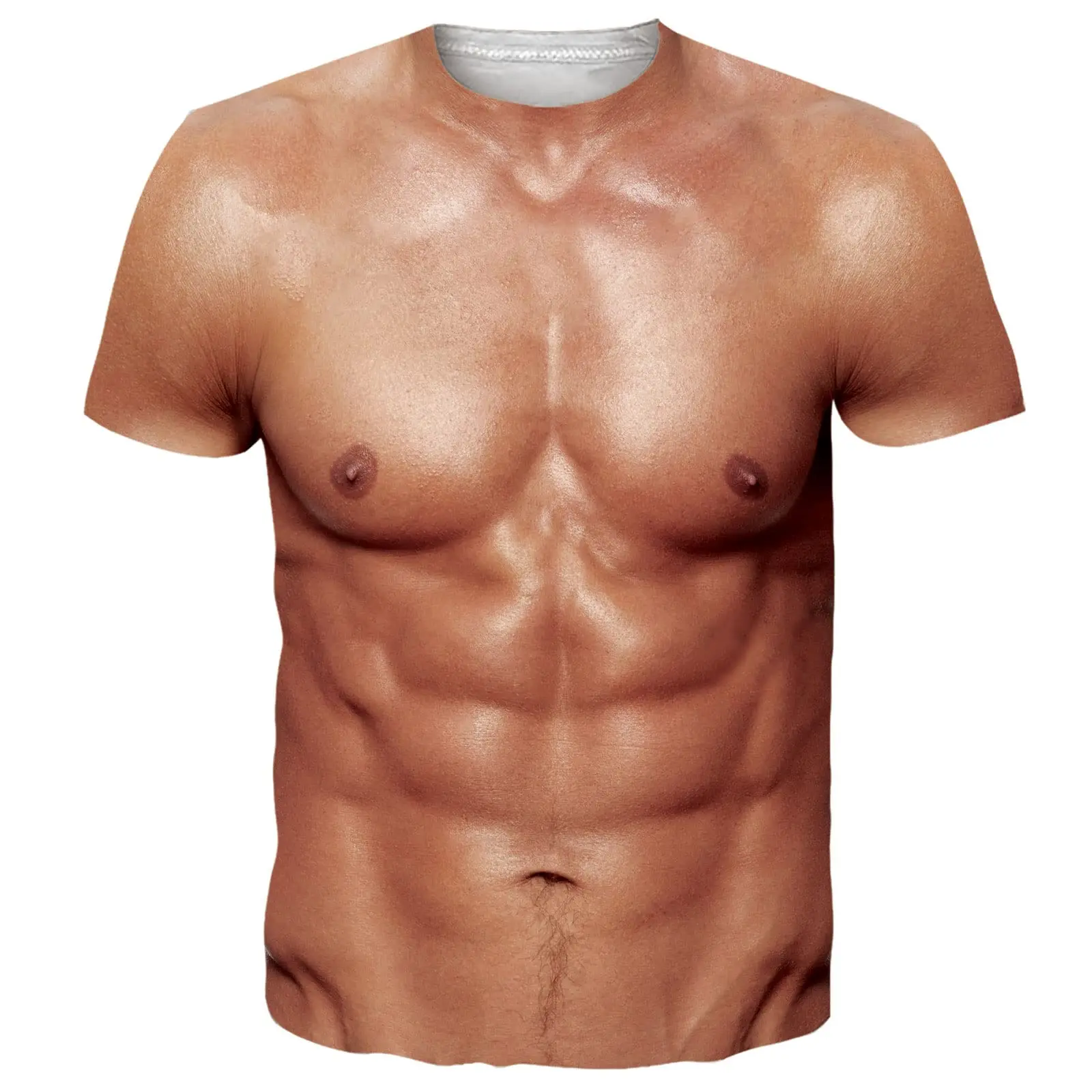 Neuheit 3D-Illusion Fake Body Print T-Shirt Lustiger Haariger Brustmuskeln-Anzug Grafisches Kurzarm-Unisex-Oberteil für Urlaub, Party und Freizeit – Detail 7