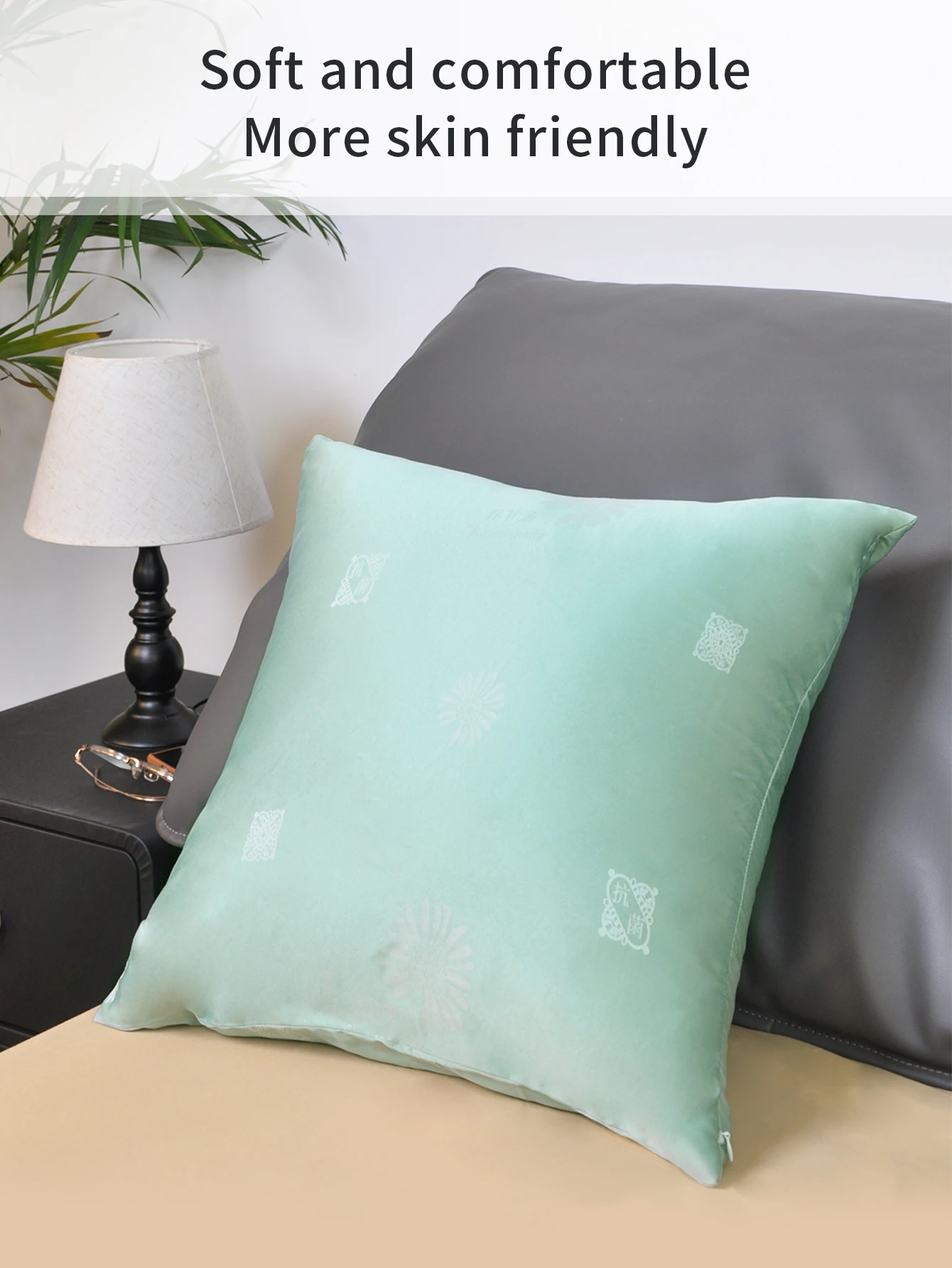 Silk square pillowcase with detachable pillowcase for comfortable home backrest pillow