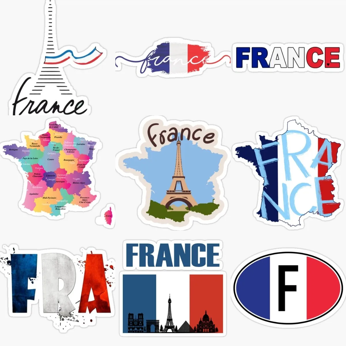 Creative FR France French Flag Map Eiffel Tower Stickers Laptop Truck Car Window Accesorios Bike Decals