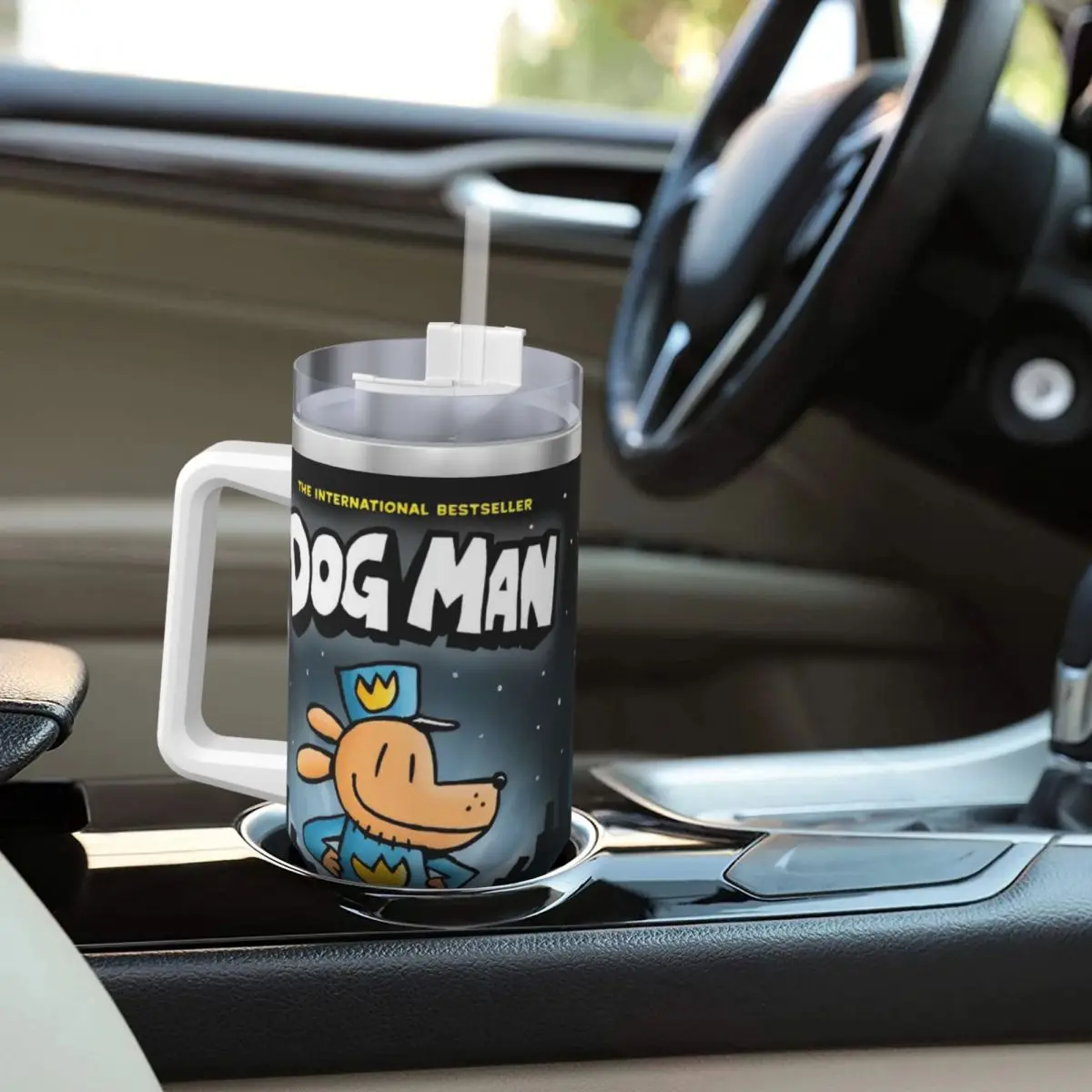 Dog Man Dogman And Friend Micro Stainless Steel Tumbler Travel Coffee Mug With Straws Car Mugs Hot Drinks Water Bottle