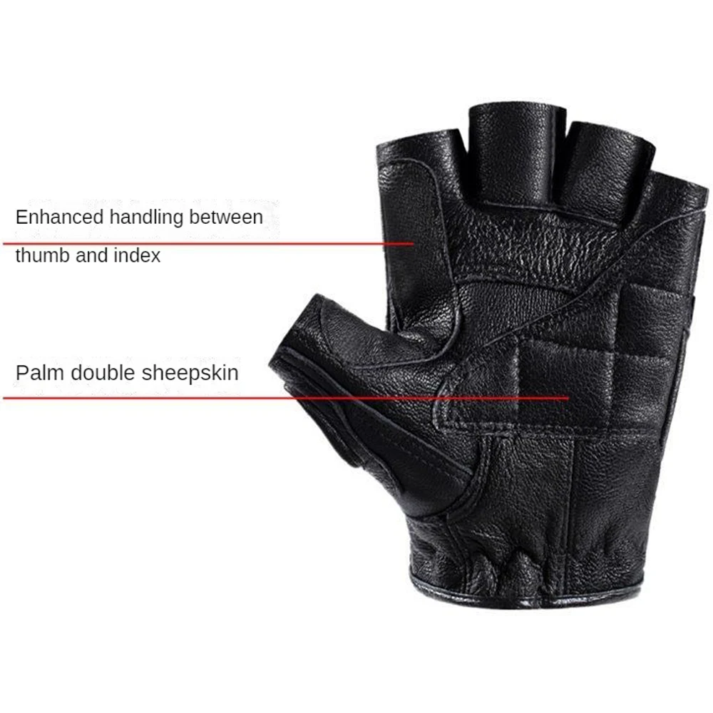 Fingerless Gloves Driving Gloves Leather Outdoor Sport Half Finger Glove for Men Women Cycling Hiking Fishing Moto Glove W26