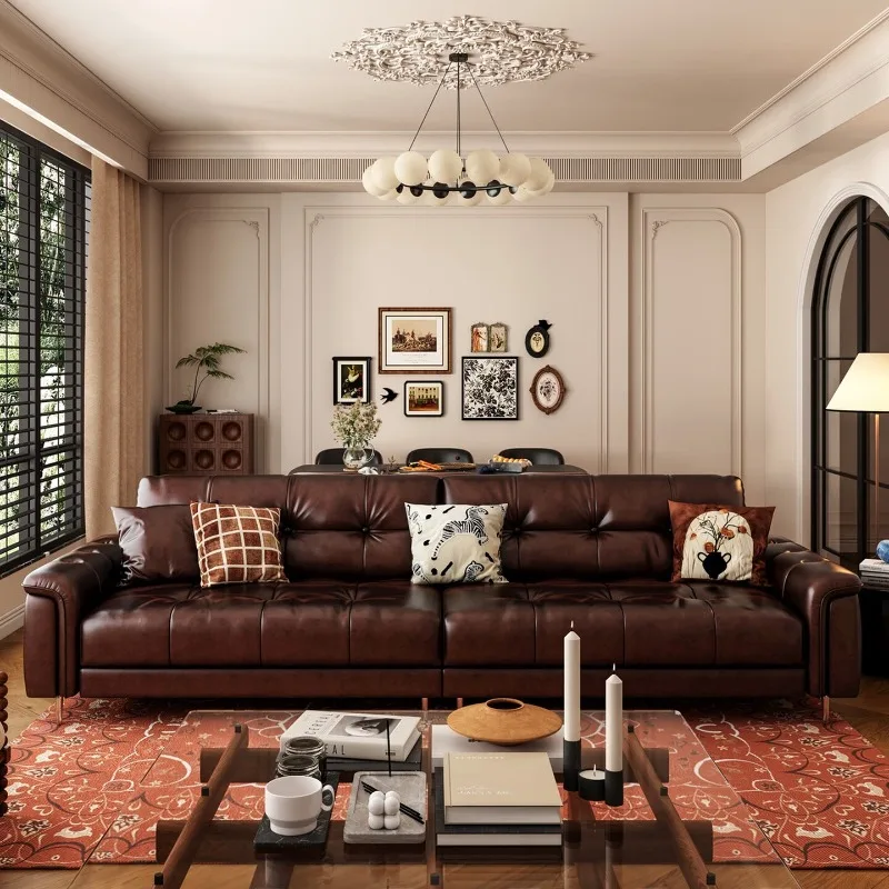 Medieval Nebula Sofa, Oil Wax Leather Sofa