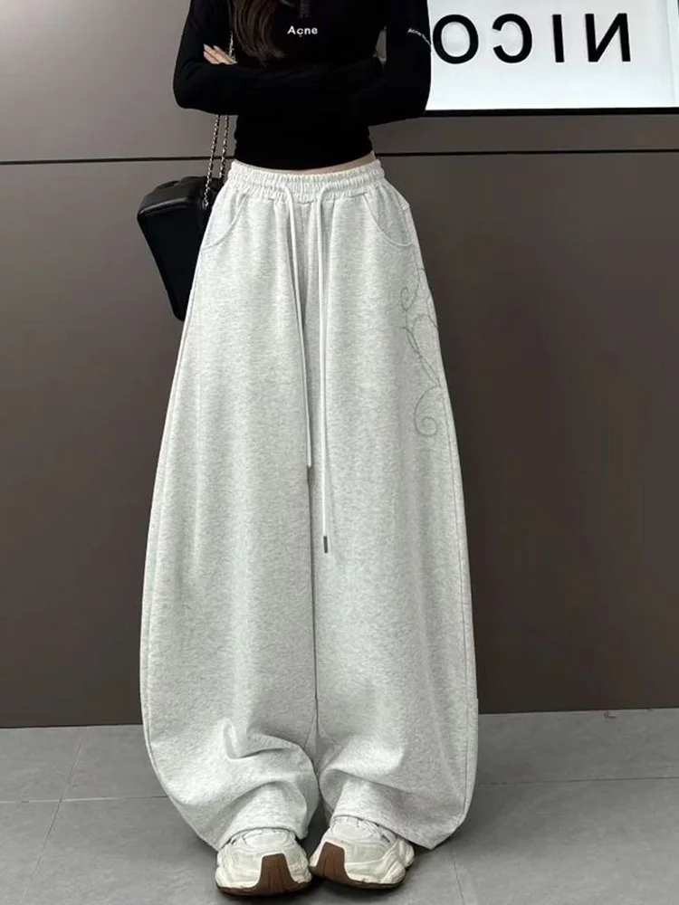 عيد الميلاد الأحمر طباعة Sweatpants المرأة فضفاضة خمر الهيب هوب الأمريكية بانت الشارع الشهير Bf عالية الخصر خريف شتاء Y2K بنطلون جديد #4