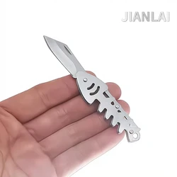 NEW Fish Bone Creative Unboxing Knife with Hanging Key Metal Pocket Mini Stainless Steel Multifunctional Portable Folding Knife