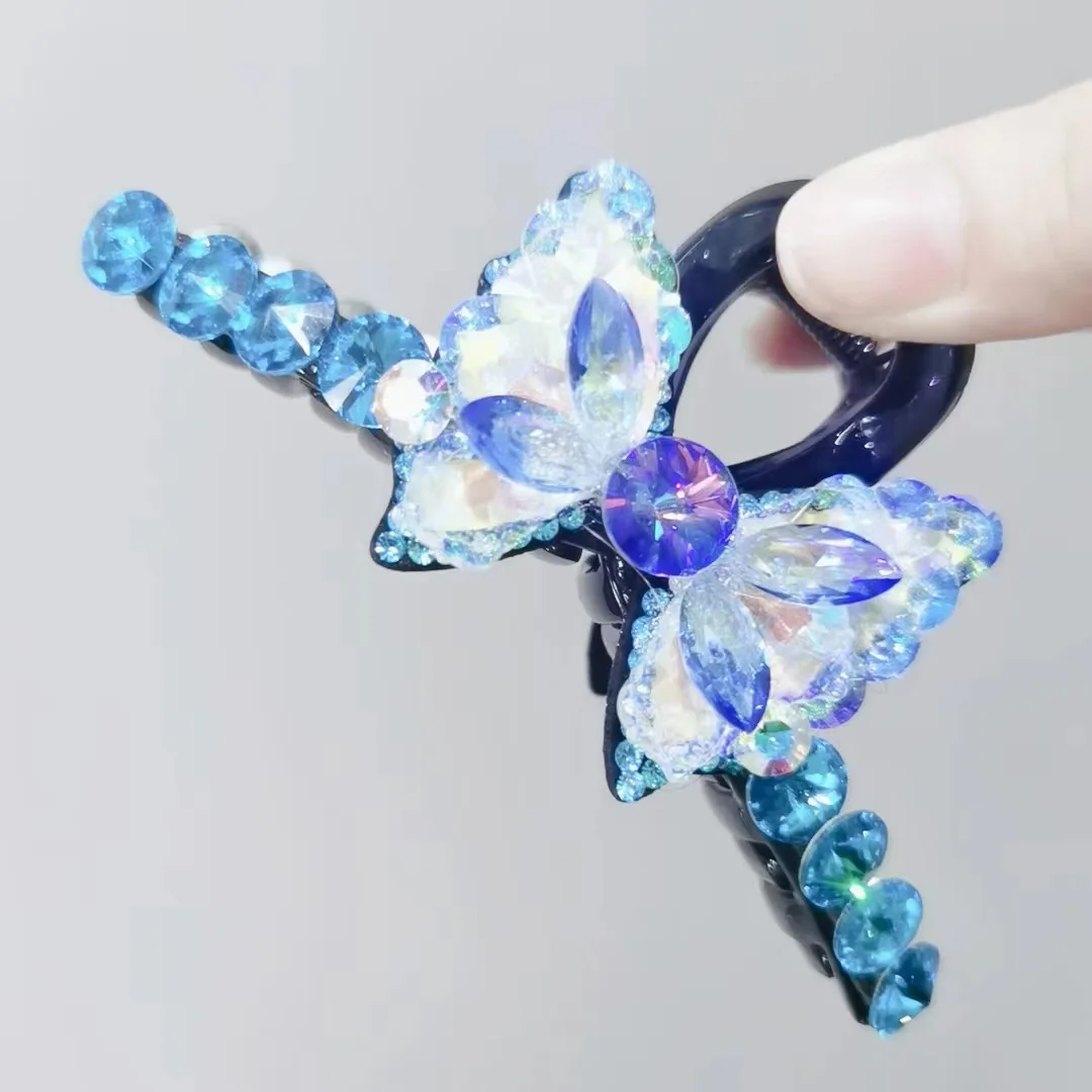 

Han Xiao original crystal bow double sided shark clip ladies back head senior hair hair clip wholesale