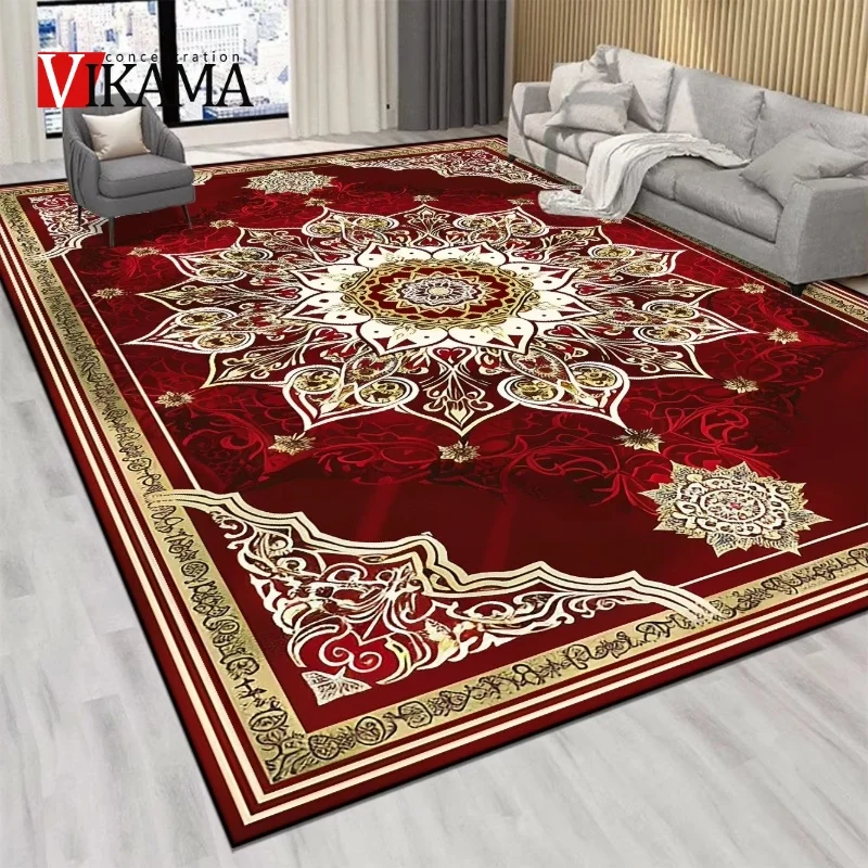 VIKAMA Persian Luxury Crystal Velvet Red Carpet Living Room Large Size Rug Non-slip Home Decoration Bedroom Lounge Rug