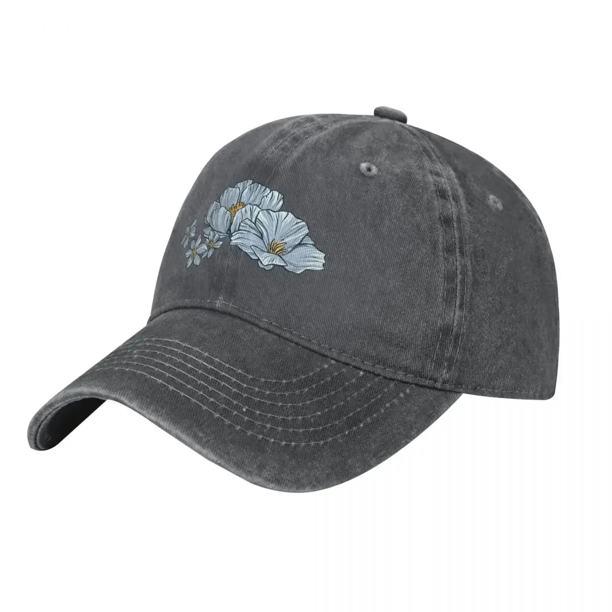 

Blue Flower Petal Pattern Baseball Cap Bobble Hat Uv Protection Solar Hat Icon Mens Tennis Women's