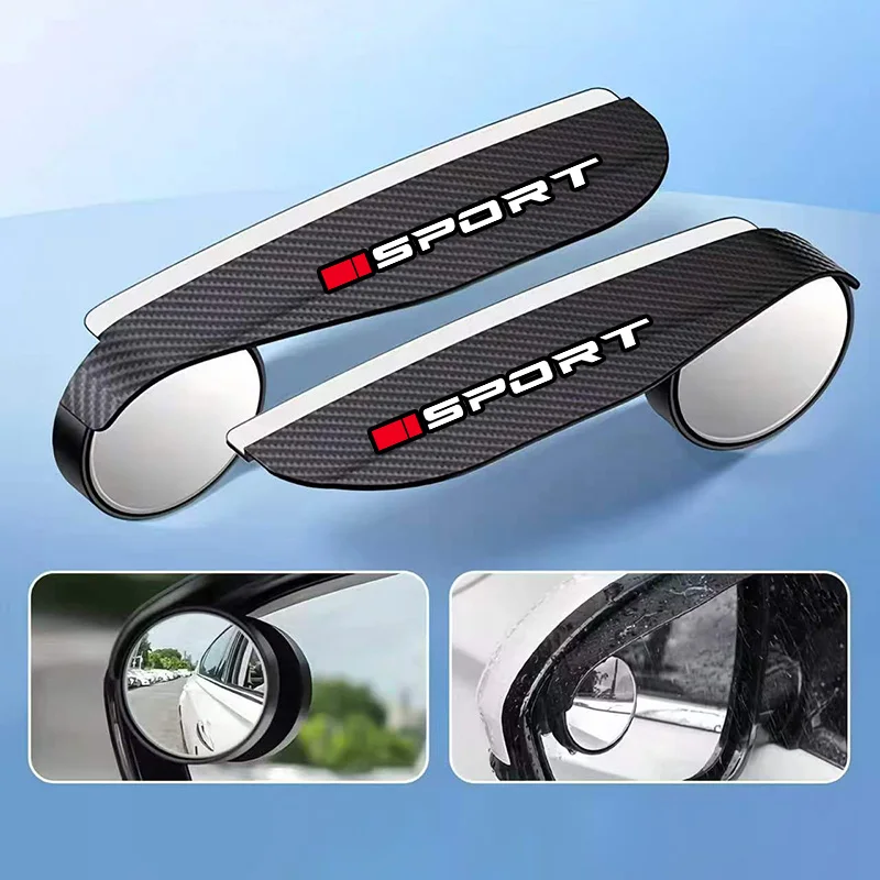 Two Red Sports Car Rearview Mirrors with Integrated Cartoon-Style Rain Shields and Waterproof Covers