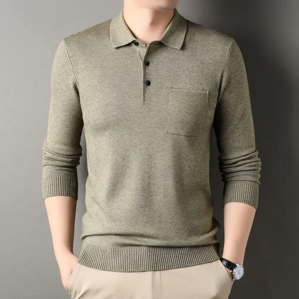 COHongleary-Pull à col polo pour homme, vêtement supérieur, veste élastique, confortable, affaires, décontracté, qualité, hiver, nouveau, S6119