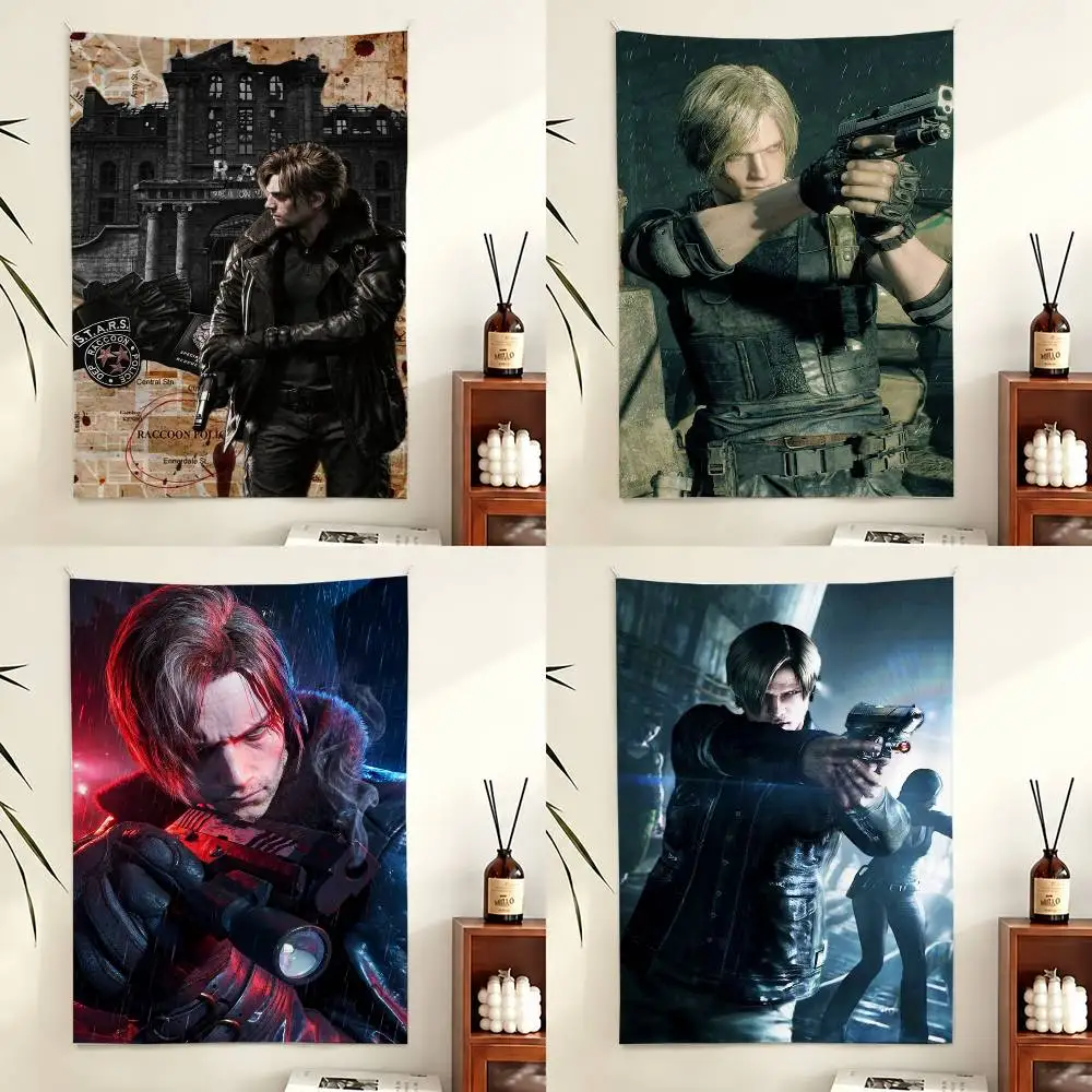game Resident Evil Requiem Leon S Flag Digital Printing Banner for Garage Wall Out Door Decoration