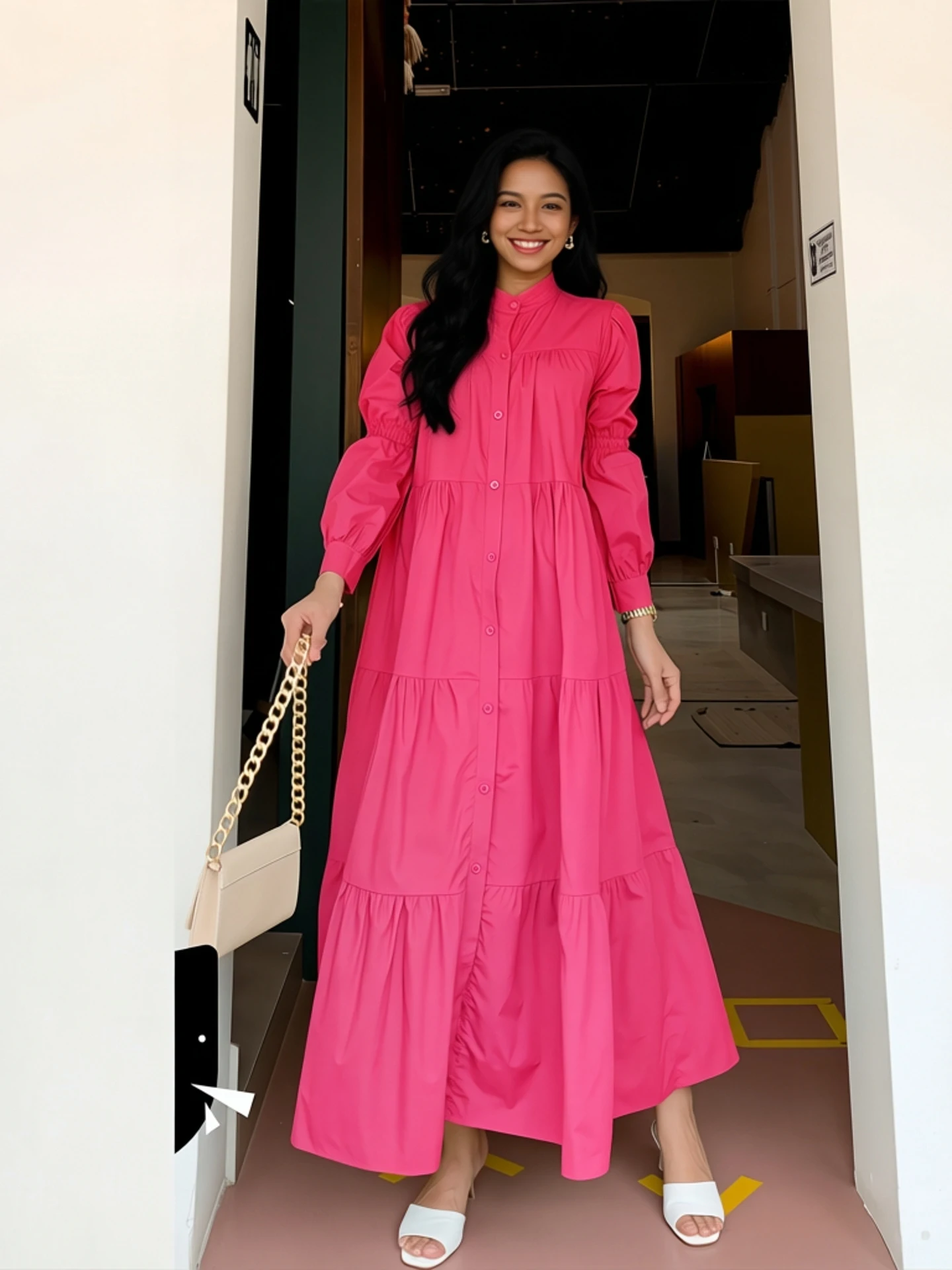 

Casual Loose Cotton Dress Pure Color Ethnic Minority Middle East Southeast Asia Malay Large Size Dress Ethnic Group Stage Cos...