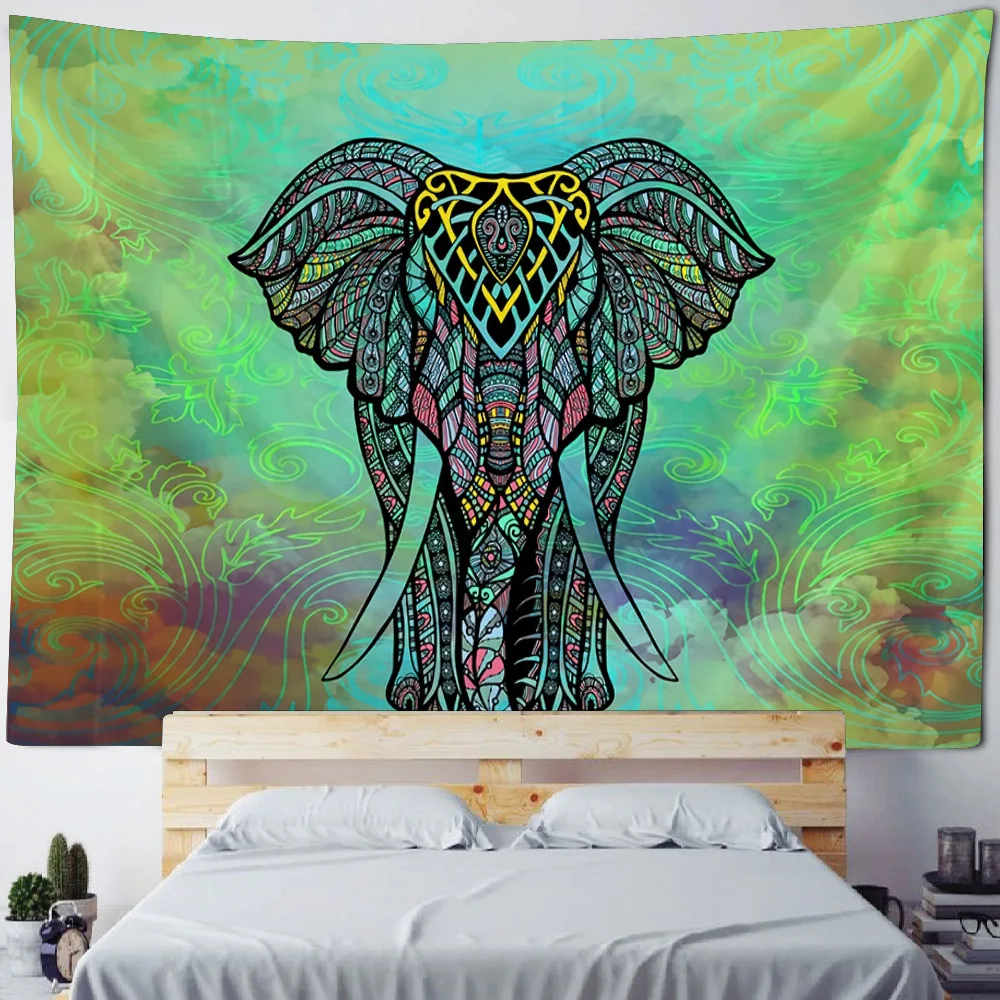 

Retro patterned tapestry, fantasy elephant wall hanging aesthetics, room art decoration, Bohemian mandala home wall decoration