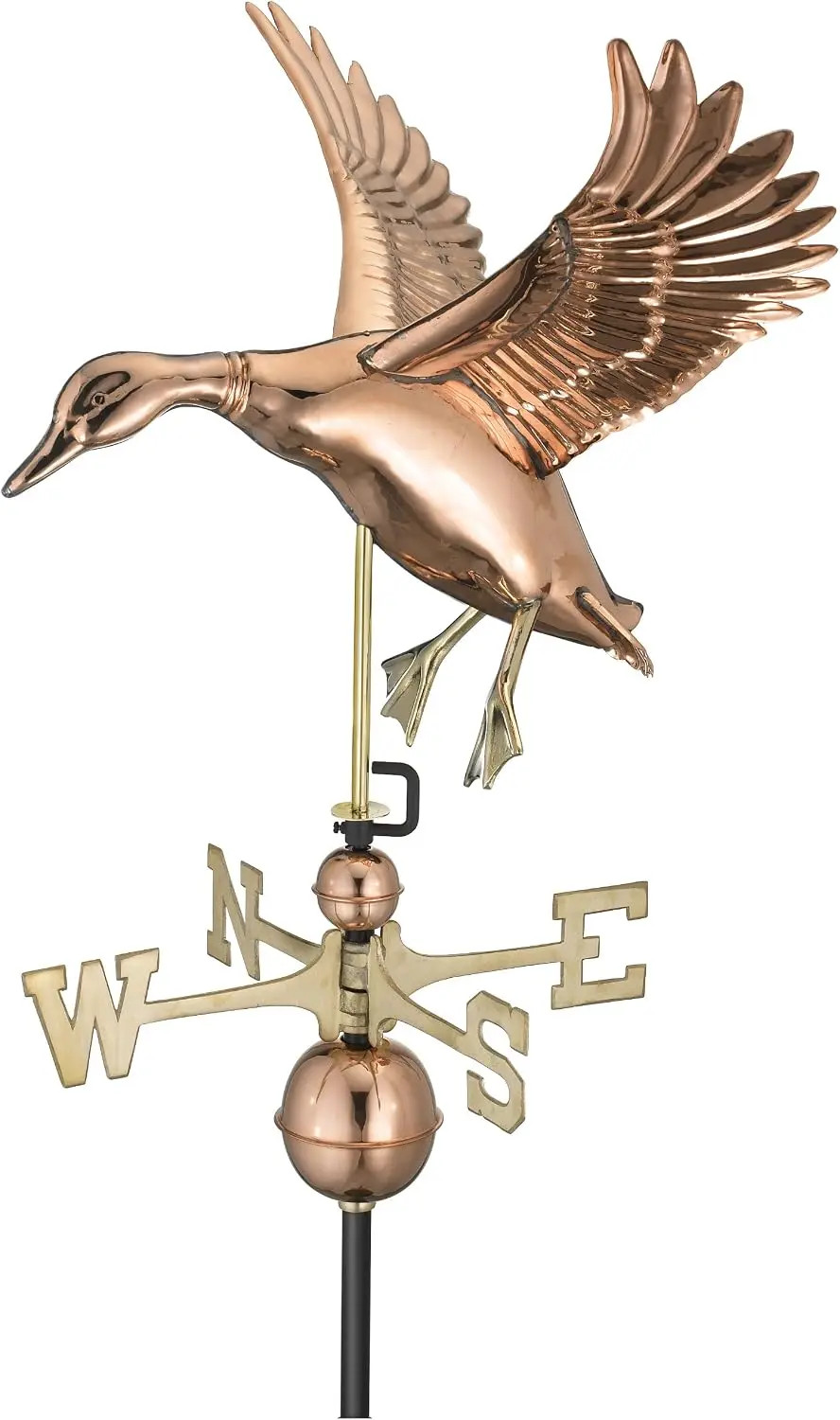 Copper Landing Duck Weathervane Handcrafted Rooftop Decorative Accent Barns Homes Sheds Cupolas