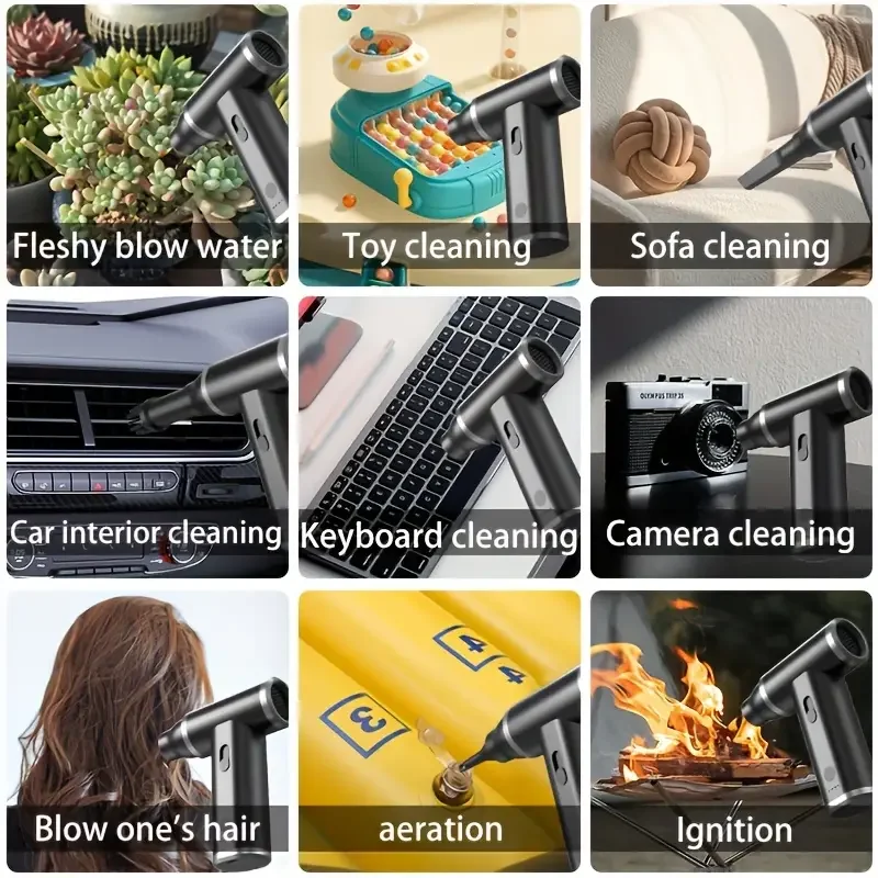 MINI Compressed Air Duster Cordless Dust Blower Rechargeable Vacuum Cleaner Electric Air Pump Portable For Computer Keyboard Sof - view 6