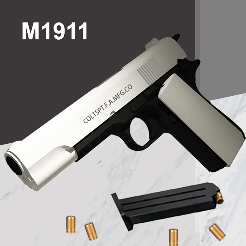 M1911 preto Glock Toy Gun para meninos, escudo automático, bala macia, Air Gunner, arma de tiro CS, Novo, 2022