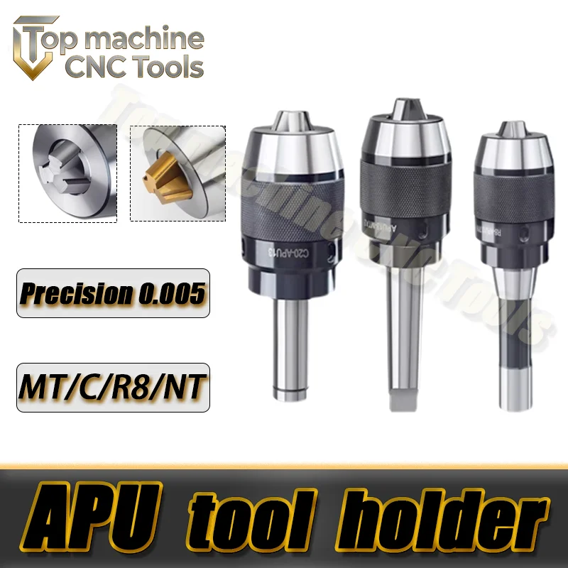 MT2 MT3 MT4 C20 C25 C32 R8 7/16 M12 Tool Holder Spindle APU13 APU16 CNC Integrated Self-tightening Morse Three-jaw Drill Chuck