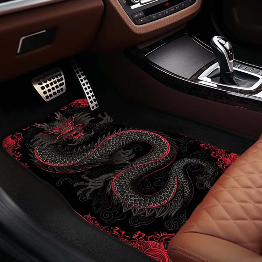 Роскошные автомобильные коврики с драконьим дизайном: 1 шт./2 шт./4 шт. - многофункциональные, из войлока, можно стирать в машине, подходят для передних и задних сидений.