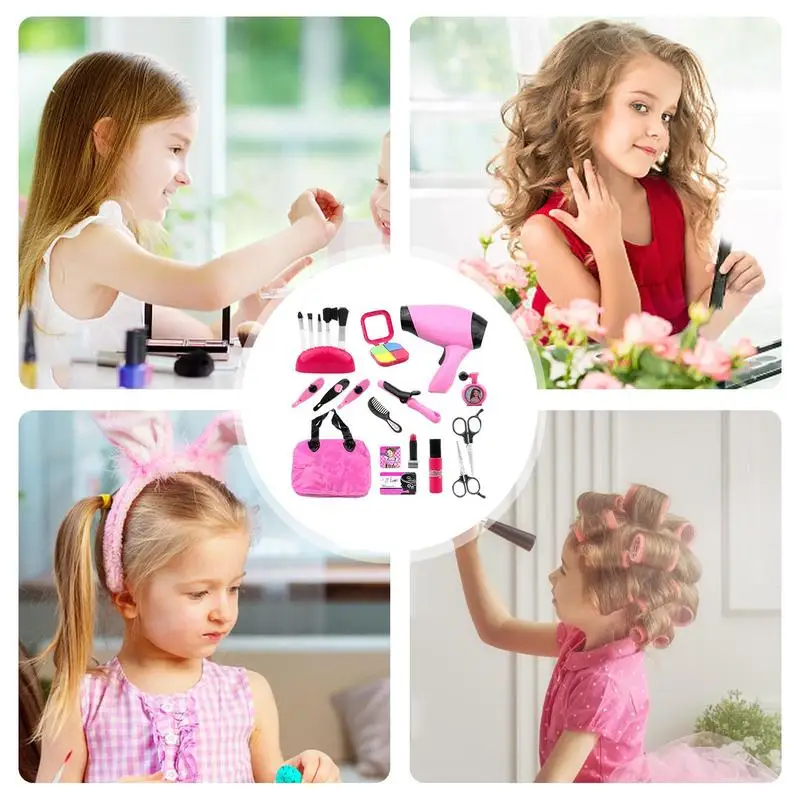 Pretend Makeup Set Kids Toy Salon Play Set Girls Styling Beauty Fashion Kit For Girls Children Birthday Gift