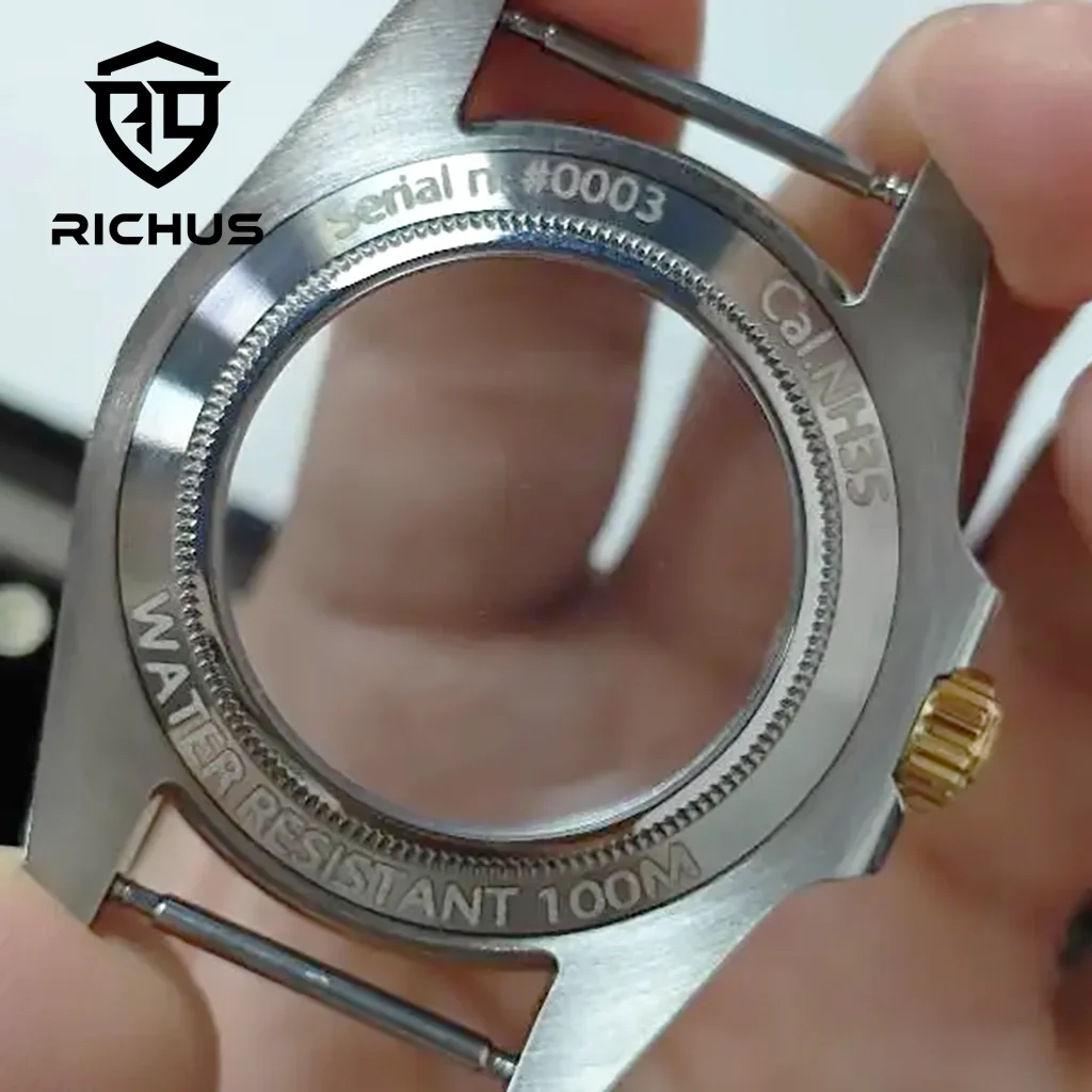 Cassa per orologio personalizzata Laser Cassa per orologio personalizzata 36/38/40mm Cinturino personalizzato/Corona/Custodia posteriore adatta ai movimenti NH34 NH35 NH36