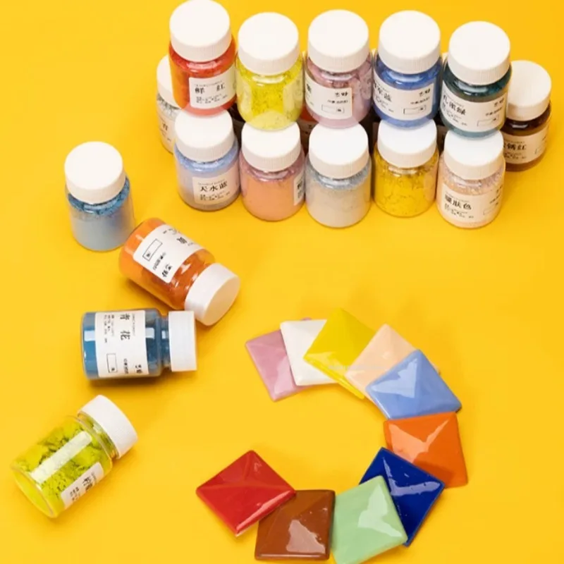 50G-12 Color Set 1180-1280 ℃ Pottery Color Powder Underglaze Painting Glaze Pigment DIY Ceramic Disc Painting Coloring Creation