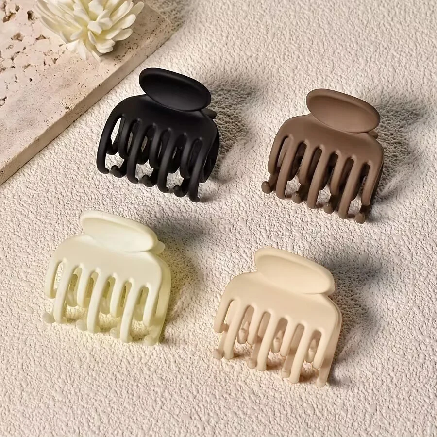 4Pcs Small Hair Claw Clips for Women Double Row Teeth Medium Hair Claws Girls Hairpins for Thin Hair Fashion Hair Accessories