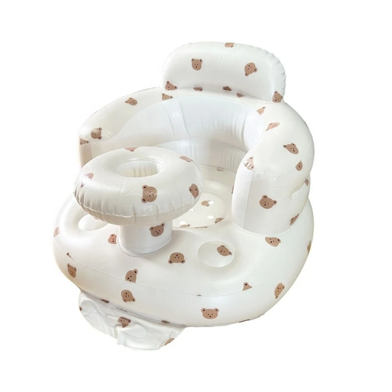 Portable Inflatable Infant Support Sofa Baby Back Support Sofa Backrest Chair Bear Theme Baby Chair for Baby Learning