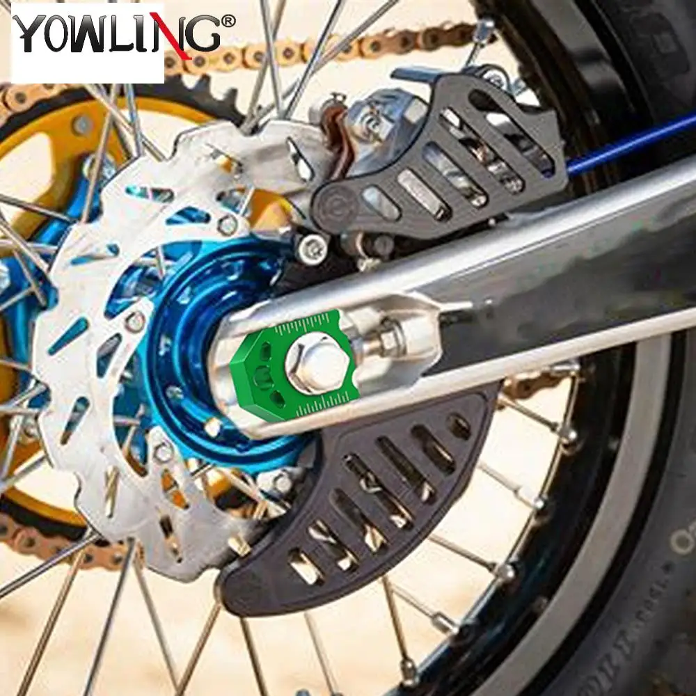 Tensor do bloco do eixo da motocicleta, ajustador Chain, Sliders do regulador, Kawasaki, KX125, 250, KX250F, KXF, 250, KX450F, KXF, 450, KLX450R
