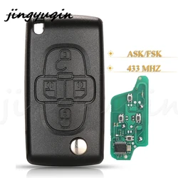 jingyuqin 4 Buttons Remote Flip Car Key Circuit Board Fob 433Mhz For Peugeot 1007 For Citroen C8 VA2/HU82 Blade CE0523