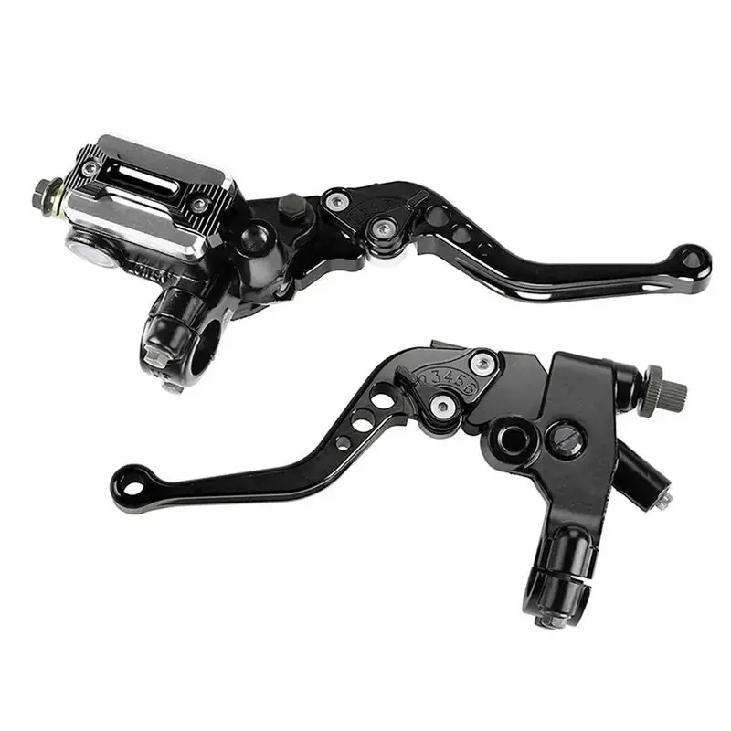 A82M-Universal Aluminum Motorcycle Handlebar Hydraulic Brake Clutch Lever Set 1 Set Brake& Clutch Master Cylinder Levers