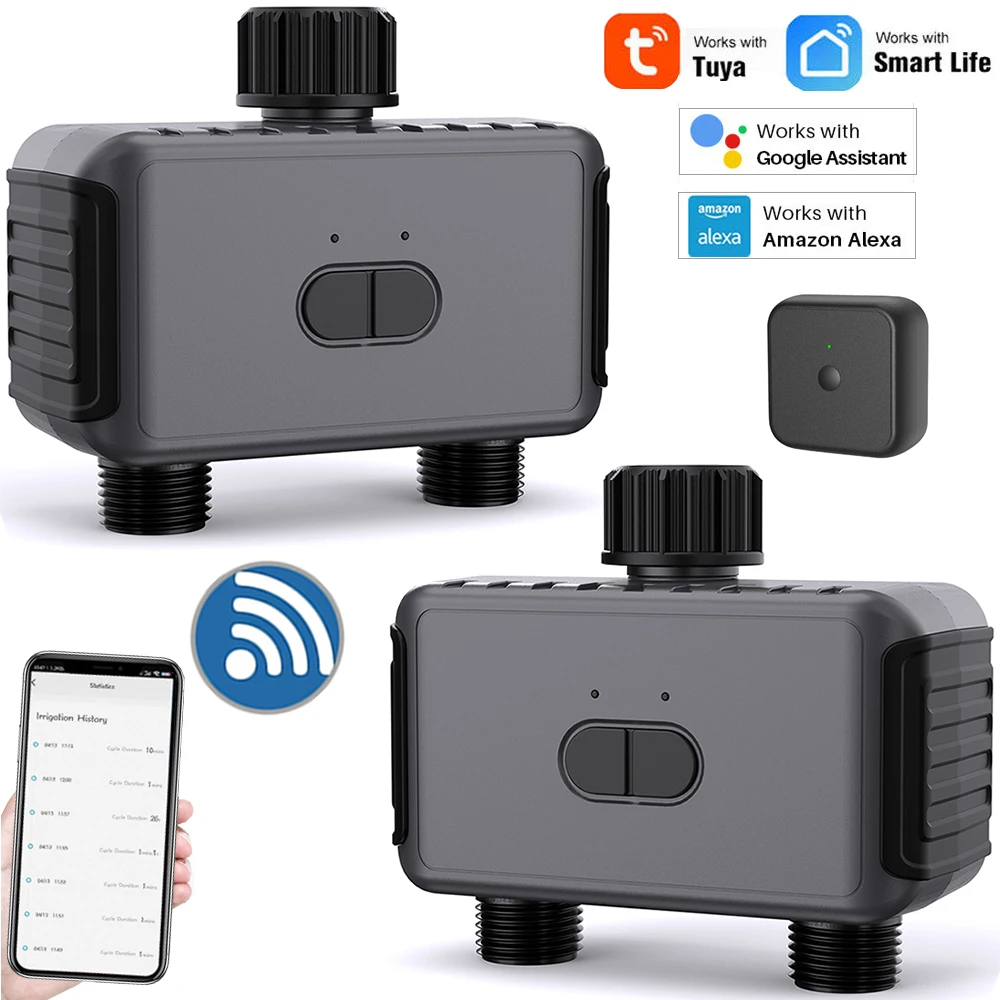 Smart 2 Outlet WIFI Bluetooth-compatible Watering System Timer for Hose Garden Remote Controller Automatic Irrigation Equipment