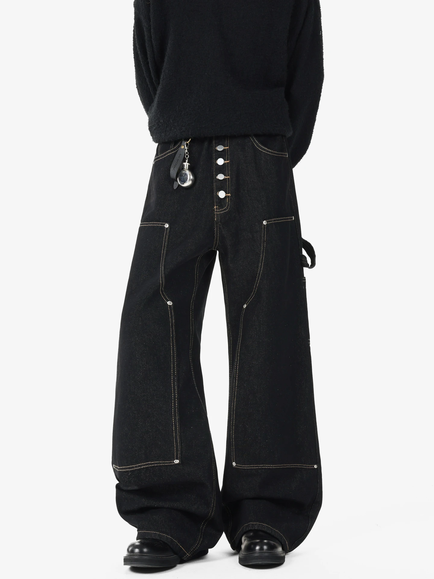 

Cleanfit Wide Leg Jeans Straight Cut Denim Jeans ex Vintage Loose Fit Casual Trousers for Men And Women