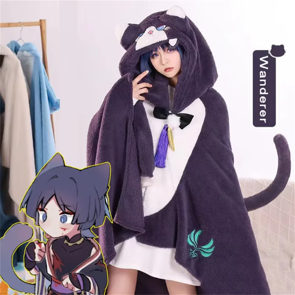 Genshin impacto cobertores com capuz tighnari scaramouche xiao kaveh pijamas anime traje com capuz capa pijamas cosplay traje