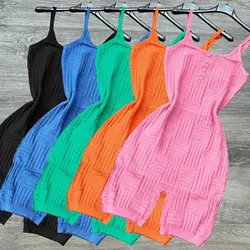 Braided Yarn Suspender Jumpsuit Women Sweater Knitted Sexy Bodycon Sleeveless Romper 2022 Summer Party Streetwear Wholesale