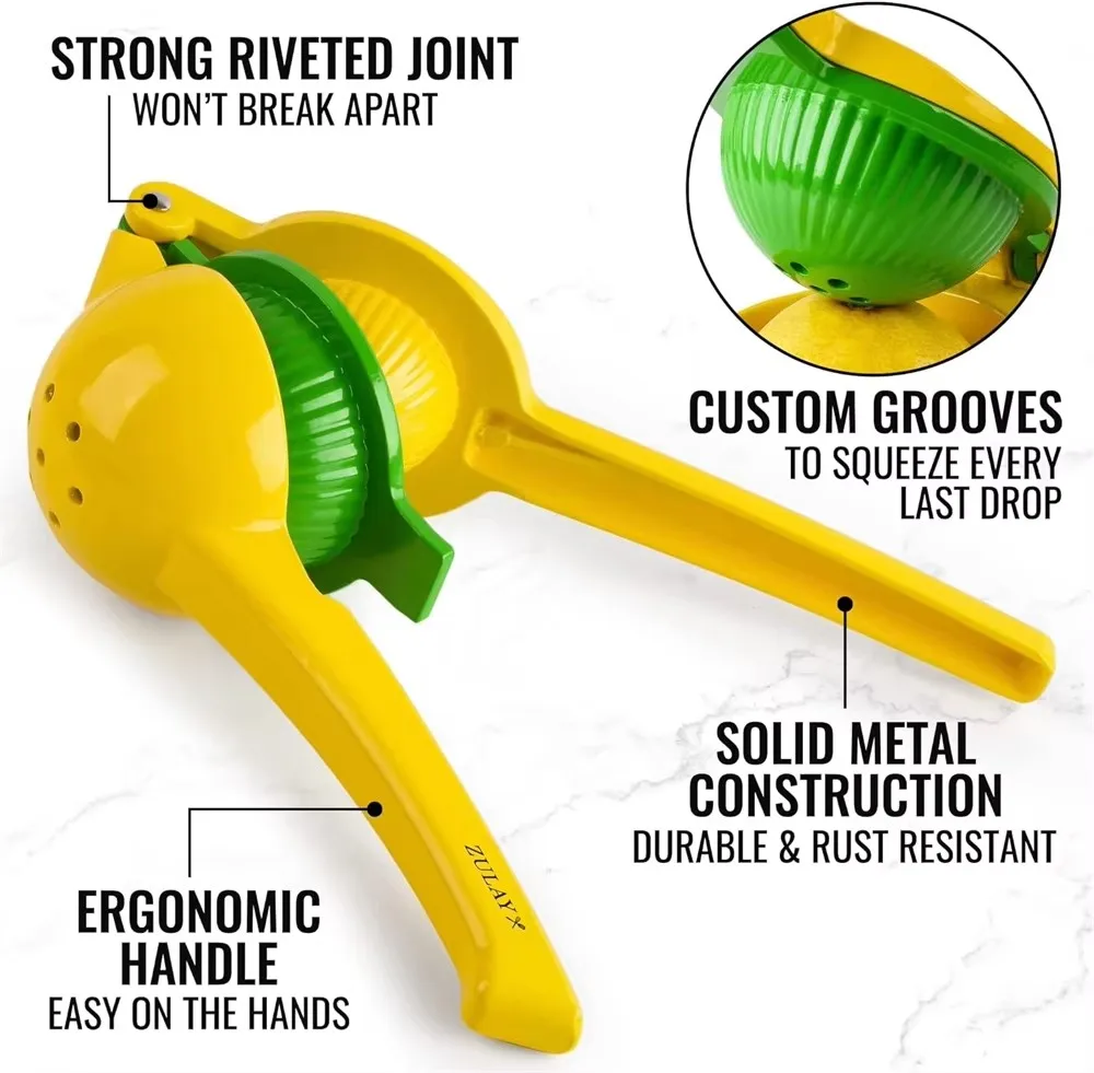 2-in-1 Lemon Squeezer，Hand Juicer Lemon Squeezer Gets Every Last Drop，Easy to Clean Manual Citrus Juicer Lemon Juicer Squeezer