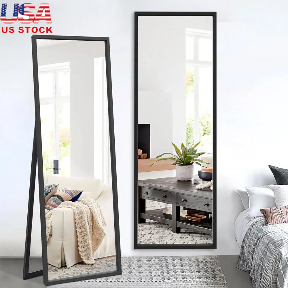 Full Length Mirror Floor Mirror Standing or Leaning Wall Mirror Body Mirror with Anti-Splash Explosion Proof Film Bedroom Living