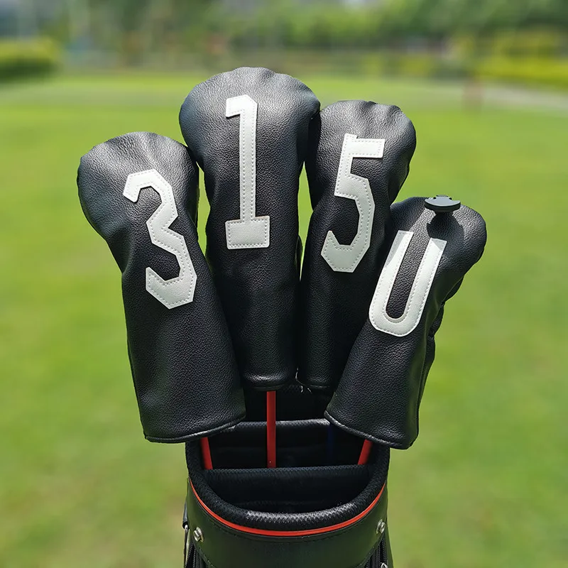 The font size of large number Golf Club #1 #3 #5 Wood Headcovers Driver Fairway Woods Cover PU Leather Head Covers