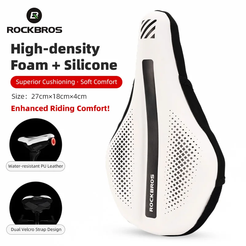 ROCKBROS Bike Saddle Cover Thicken Silicone Shockproof Foam Bicycle Seat Cover MTB Road Folding Cycling Saddle Cover Men Women