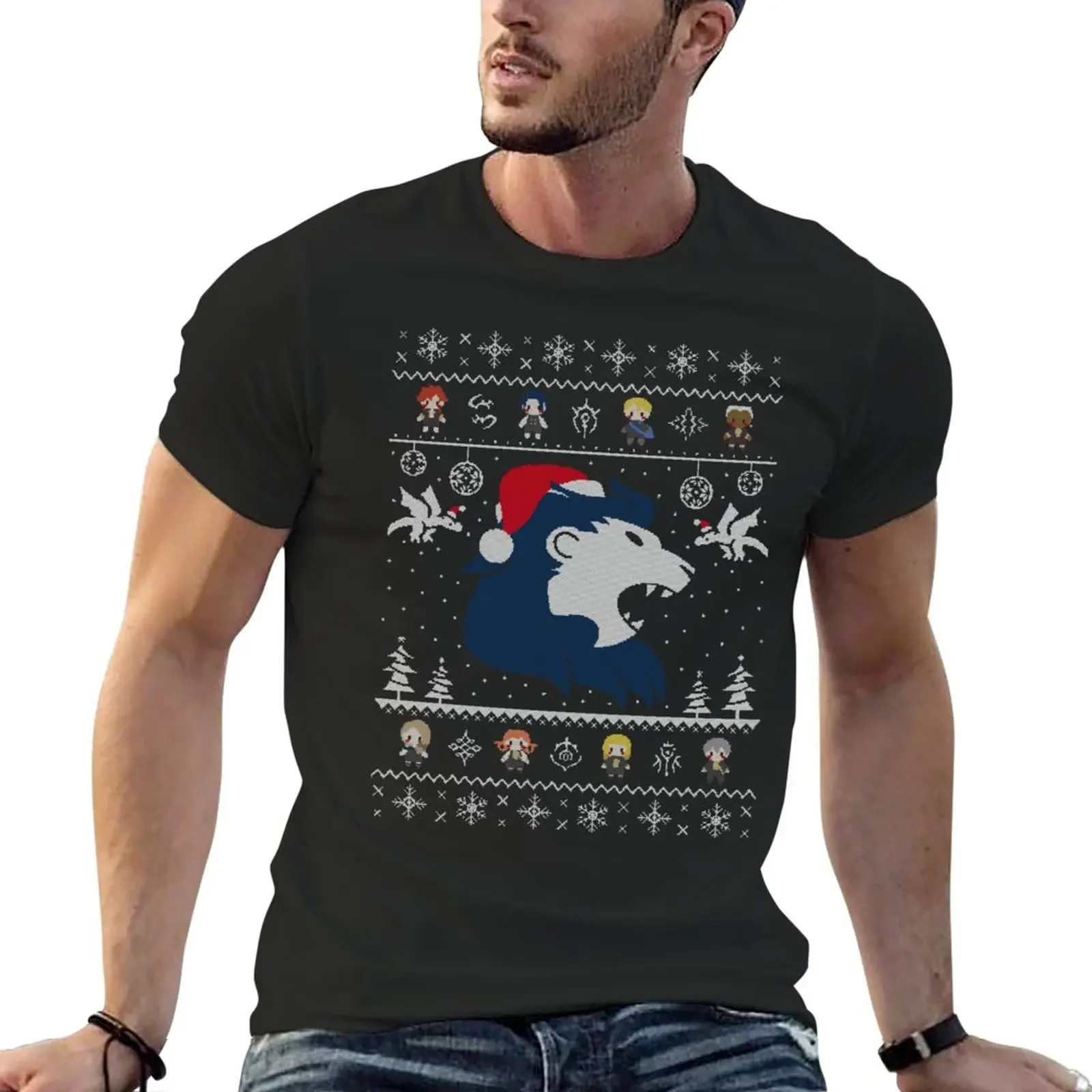 

Blue Lions Ugly Christmas Sweater T-Shirt graphics korean fashion t shirt men