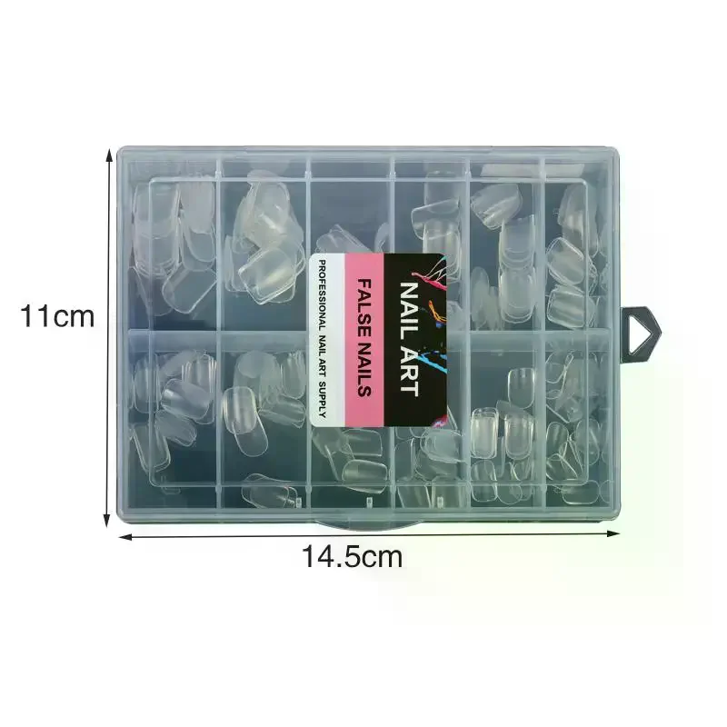 216 Uds. De puntas de uñas postizas sin costuras, cubierta completa transparente, punta de uña medio mate, ataúd largo, uñas artificiales de almendra