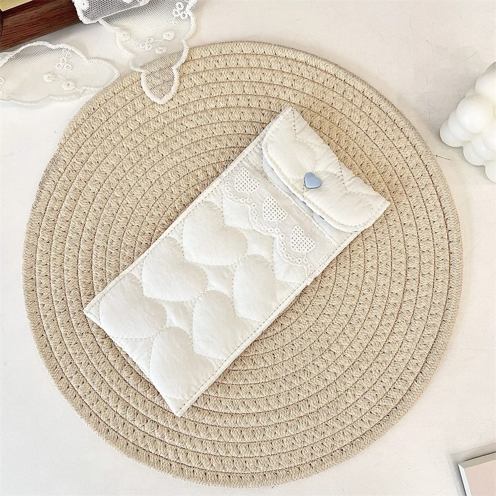 

Korean Style Cotton Glasses Storage Bag Sweet Multi-Functional Lovely Eyeglasses Case Lace Heart Candy Color Cute Pencil Case
