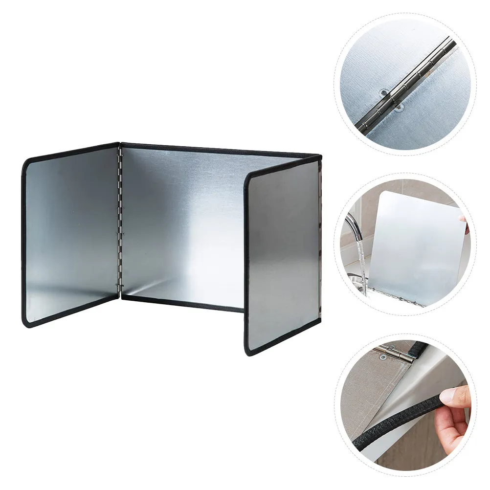 Zinc Iron Kitchen Oil Baffle Plate Foldable Design Nonstick Easy Clean Cooking Protection Oil Baffle Plate